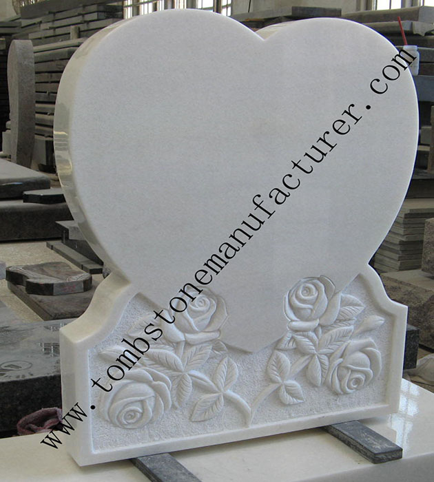 single heart with rose headstone1